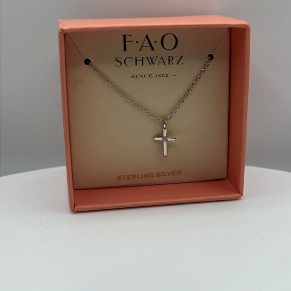 FAO schwartz sterling silver cross necklace - Picture 2 of 2